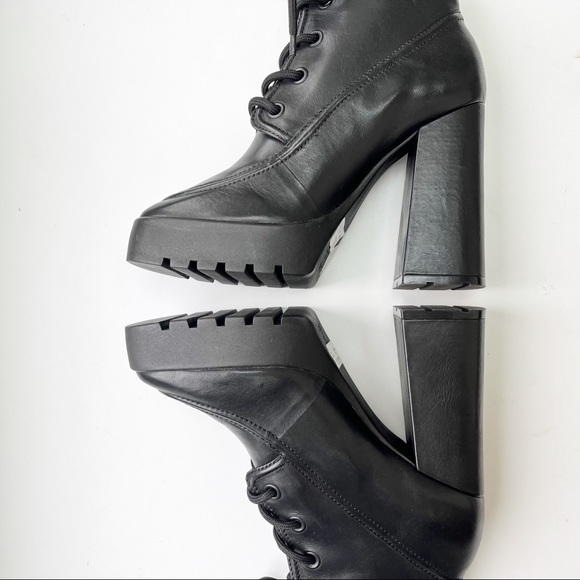 SCHUTZ Taliani Black Leather Lace Up Platform Boots 8 - Picture 6 of 10